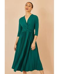 Yumi' - Jersey Knot Waist Pleated Midi Dress - Lyst