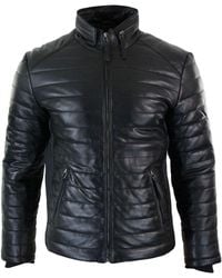 TruClothing - Real Leather Quilted Puffer Jacket - Lyst
