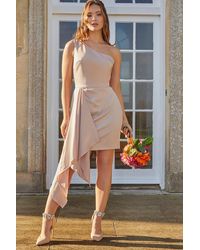 Chi Chi London - One Shoulder Satin Drape Mini Dress - Lyst