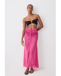 Karen Millen - Crinkle Ruched Woven Beach Skirt - Lyst