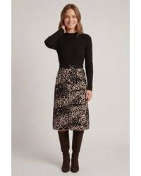 Izabel London - Animal Print Belted Knit Midi Dress - Lyst
