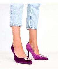 Love Lace - Elegant Slip On Fabric High Heel Shoes With Zircon Detail - Lyst