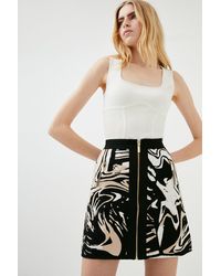 Karen Millen - Marble Bandage Knit Zip Mini Skirt - Lyst