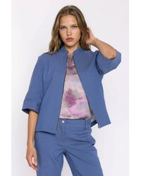 Love Lace - Cotton Relaxed Collared Jacket With Pockets - Lyst