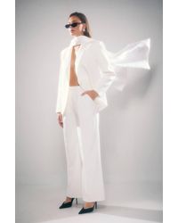 MissPap - Satin Scarf Detail Longline Blazer - Lyst