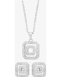 T.H.Baker - Pave Open Square Pendant & Earring Set E611954+P612150 - Lyst