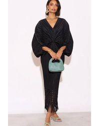 CY - Floral Cutwork Pleated Kimono Sleeve Midi Dress - Lyst