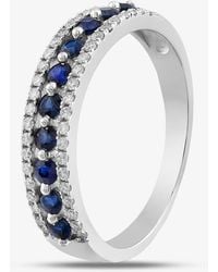 T.H.Baker - 9Ct Sapphire & Diamond Three Row Half Eternity Ring - Lyst