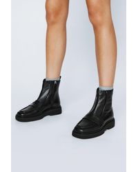 Nasty Gal - Real Leather Loafer Ankle Boots - Lyst