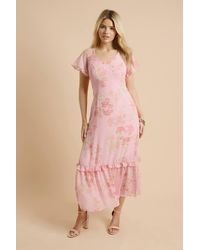 Dorothy Perkins - Dp Luxe Printed Flutter Raglan Sleeve Midi Dress - Lyst