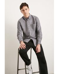 Burton - Charcoal Long Sleeve Pocket Oxford Shirt - Lyst