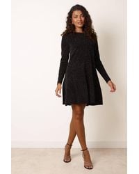 Blue Vanilla - Long Sleeve Slip On Round Neck Mini Dress - Lyst
