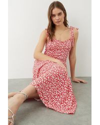 Dorothy Perkins - Red Ditsy Print Tiered Maxi Dress - Lyst