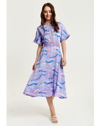 Liquorish - Midi Abstract Zebra Print Dress With Mesh Detail - Lyst
