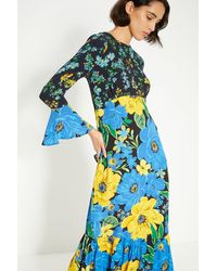 Oasis - Petite Patch Print Bold Floral Midi Dress - Lyst
