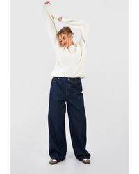 Boohoo - Plus Basics High Waisted Super Wide Leg Jeans - Lyst