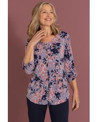 Anna Rose - Textured Floral Print Jersey Tunic Top - Lyst