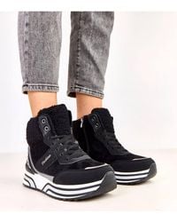 Love Lace - Comfort Suede Style Sport Shoes With Warm Fur Lining & Platform - Lyst