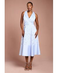 Coast - Lace Sleeveless Satin Contrast Midi Shirt Dress - Lyst