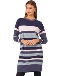 Roman - Stripe Print Knitted Jumper Dress - Lyst