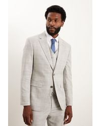Burton - Tailored Fit Grey Textured Check Suit Jacket - Lyst