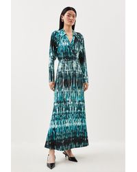 Karen Millen - Petite Abstract Print Jersey Maxi Wrap Dress - Lyst