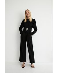 Warehouse - Relaxed Sleeve Belted Jumpsuit - Lyst
