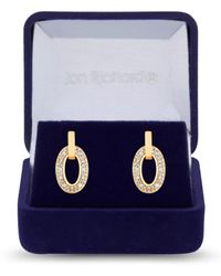 Jon Richard - Gold Plated Micro Pave And Polished Open Earrings - Gift Boxed - Lyst