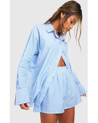Boohoo - Cotton Pinstripe Pajama Short - Lyst
