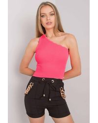 Love Lace - Ribbed One Shoulder Short Top - Lyst