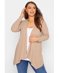 Yours - Ribbed Waterfall Cardigan - Lyst