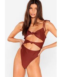 Nasty Gal - What Do You Sea Tie Cut-out Swimsuit - Lyst