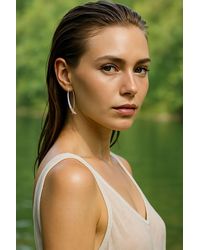 Otis Jaxon London - Elliptical Sterling Hoop Earrings - Lyst