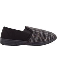 Absolute Footwear - Easy Slip On Checked Winter Slipper With Twin Elasticated Gusset - Lyst