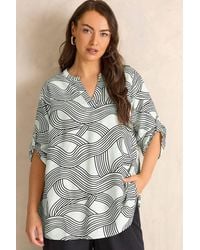 Evans - Linear Print Blouse - Lyst