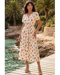 Roman - Floral Print Buttoned Midi Dress - Lyst