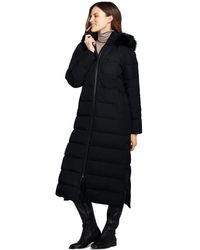 Lands' End Black Petite Fur Hooded Maxi Down Coat