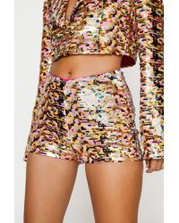 Nasty Gal - Glitter Sequin Booty Shorts Shorts - Lyst