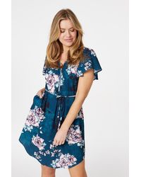 Izabel London - Floral Zip Detail Mini Dress - Lyst