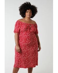 Blue Vanilla - Curve Milkmaid Stretch Crepe Midi Dress - Lyst