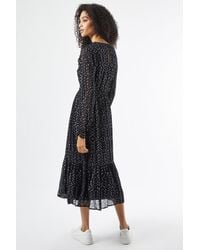 Dorothy Perkins - Black And Silver Woven Midi Dress - Lyst