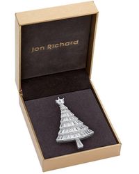 Jon Richard - Rhodium Plated Contemporary Cubic Zirconia Crystal Christmas Tree Brooch - Gift Boxed - Lyst