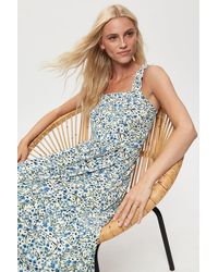 Dorothy Perkins - Ivory Blue Floral Strappy Tiered Maxi - Lyst