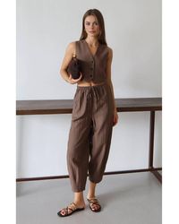 WOVCOR - V Neck Sleeveless Vest & Wide Leg Trousers Co-Ord Set - Lyst