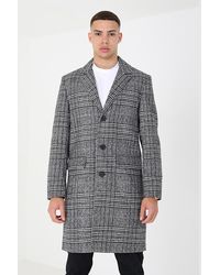 Brave Soul - 'augustine' Checked Single Breasted Formal Coat - Lyst