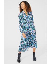 MAINE - Blurred Floral Printed Midi Tiered Dress - Lyst