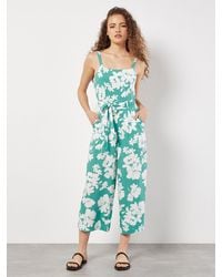 Apricot - Floral Silhouette Wide-Leg Jumpsuit - Lyst