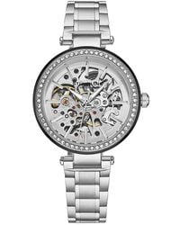 Stuhrling - Stuhrling Automatic Skeleton Dial Watch W/ Crystal Studded Bezel & Stainless Steel Link Bracelet 36Mm Case, 3 Atm Water - Lyst