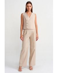 Dilvin - High-Waist Wide-Leg Crepe Trousers With Belt - Lyst