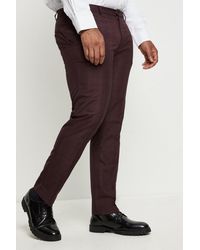 Burton - Plus Slim Fit Burgundy Check Smart Trousers - Lyst